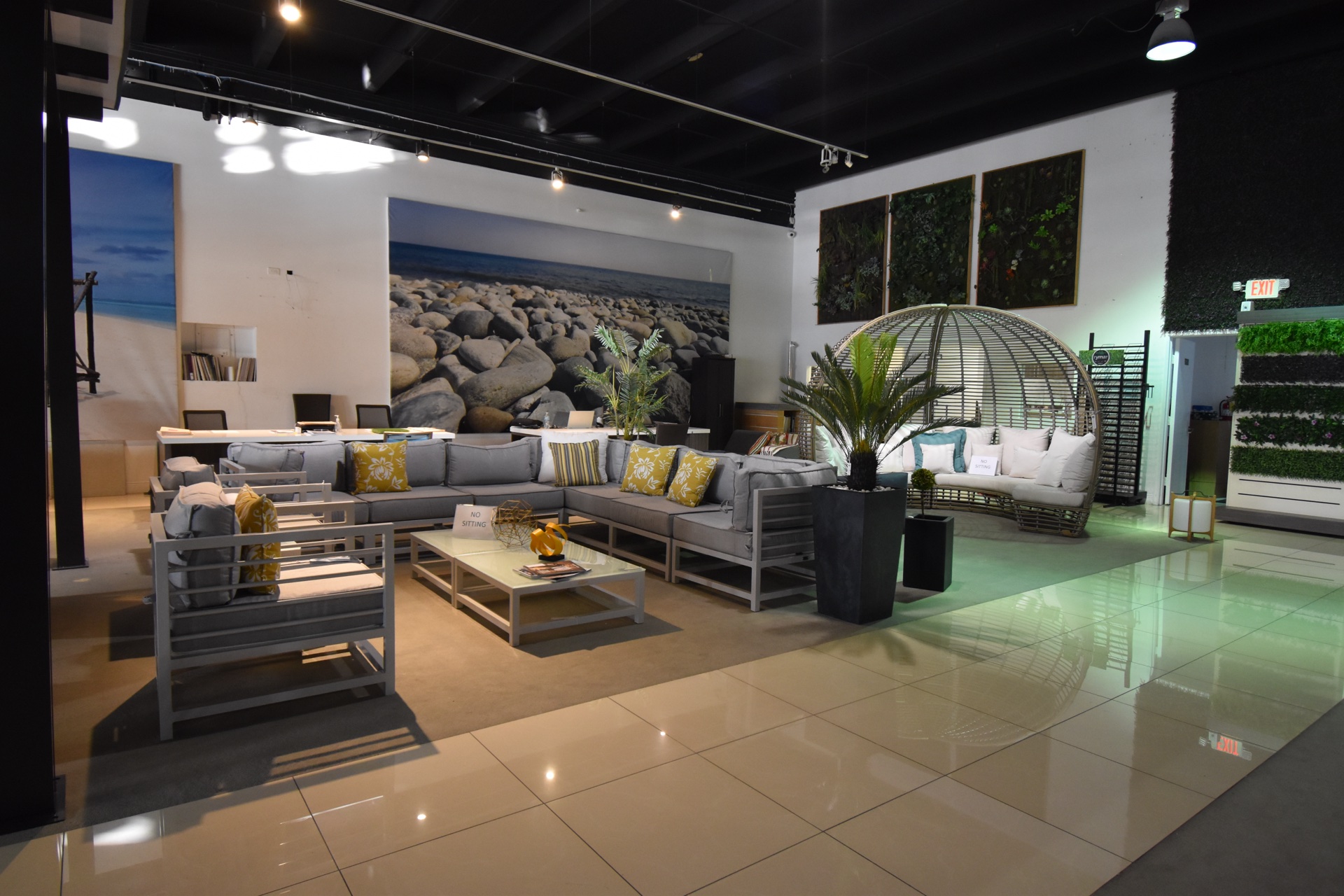 Living area with ocean mural